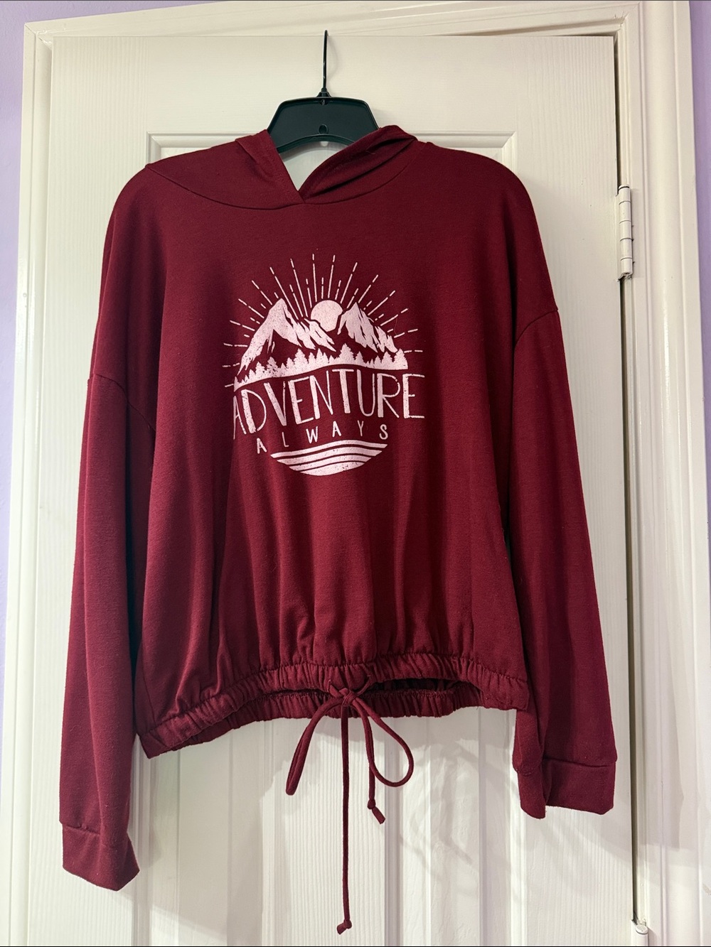 Adventure Always Burgundy Hooded Women's Top